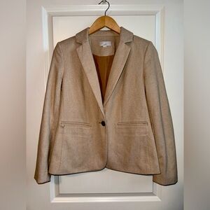 LOFT Classic Beige Blazer with Sleeve Patches